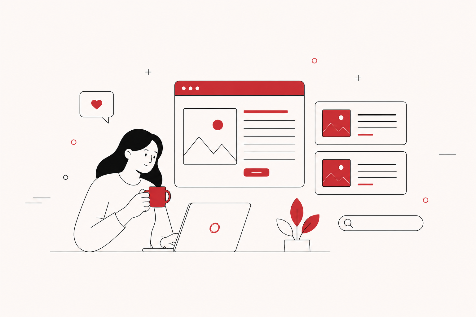 Reader enjoying articles with coffee